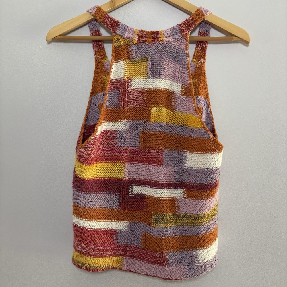 Anthropologie Pilcro Knit Sweater Vest Womens Large Patchwork Button Up Boho - Picture 3 of 10